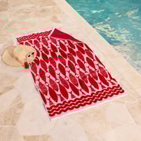 Coral Bay Red Terry Textured Beach Towel