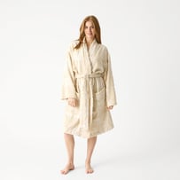 Cream Motif Terry Textured Beach Robe