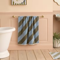 Diagonal Stripe Seafoam & Chambray Blue Towel Range