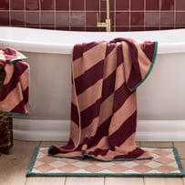 Diagonal Stripe Wine & Antique Pink Towel Range