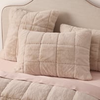 Porter Oat Faux Fur Quilted Coverlet Pillowcases