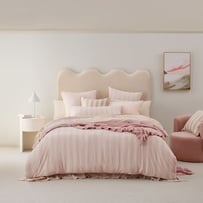 Stonewashed Cotton Coconut & Blossom Stripe Quilt Cover Separates