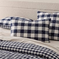 Stonewashed Cotton Denim Gingham Quilted Pillowcases