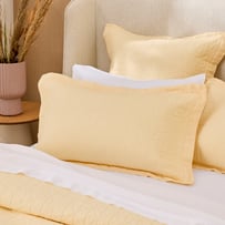 Vintage Washed Linen Lemon Quilted Pillowcases - Standard Pillowcase Each