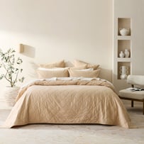 Stonewashed Cotton Sesame Quilted Coverlet Separates
