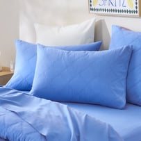 Stonewashed Cotton Cobalt Quilted Pillowcases