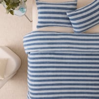Sherpa Printed Blue Stripe Quilt Cover Set