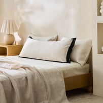 Vintage Washed Linen Linen & Onyx Border Bolster Pillowcase