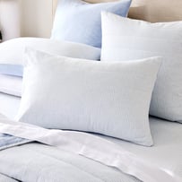 Linen Cotton Dusty Blue Stripe Quilted Pillowcases
