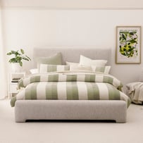 Caden Green Stripe Quilt Cover Set + Separates