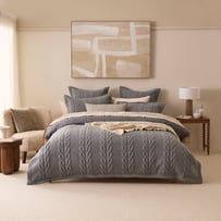 Wells Grey Marle Quilted Jersey Quilt Cover Separates