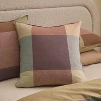 Vintage Washed Linen Cotton Newland Check Camel Pillowcases