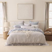 Vintage Washed Linen Dusty Blue & White Stripe Quilt Cover Separates