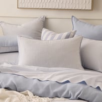Vintage Washed Linen Dusty Blue & White Stripe Pillowcases