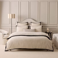 Vintage Washed Linen Linen & Onyx Border Quilt Cover Separates