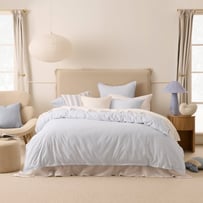 Relaxed Linen Look Ice Blue Quilt Cover Set + Separates