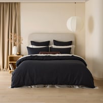 Vintage Washed Linen Liquorice Quilt Cover Separates