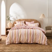 Resort Peach Stripe Quilt Cover Set + Separates