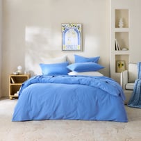 Stonewashed Cotton Cobalt Quilt Cover Seperates