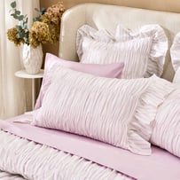 Ivy Lilac Stripe Ruffle Pillowcases