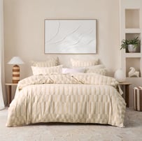 Benson Jacquard Natural Quilt Cover Set & Separates