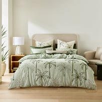 Kailani Green Embroidered Quilt Cover Set + Separates