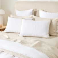 Vintage Washed Linen White & Linen Border Quilt Cover Separates