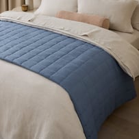 Vintage Washed Linen Denim Quilted Bedcover