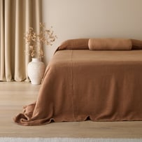 Vintaged Washed Linen Mocha Bedcover