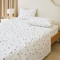 Stonewashed Cotton Chocolate & Coconut Spot Sheet Separates