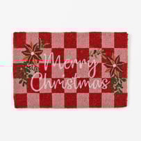 Coir Merry Christmas Check Doormat