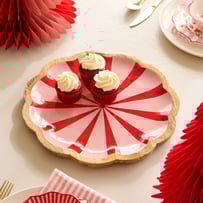Christmas Red & Pink Mango Wood Scalloped Platter