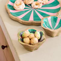 Christmas Pink & Green Mango Wood Small Bowl
