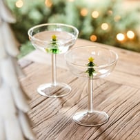 Christmas Green Tree Coupe Glass Pack of 2
