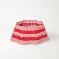 Scalloped Stripe Pink & Red Christmas Tree Skirt