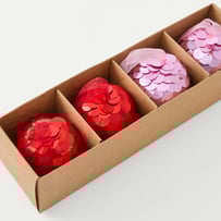Sequin Red & Pink Decorations Set of 4
