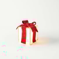 Red & White Small Felt Gift Box with LED Lights