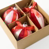 Vintage Glass Red, Pink & White Candy Cane Ornament Set of 3