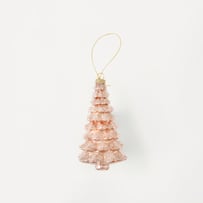 Vintage Glass Pink Frosted Tree Ornament