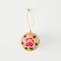 Papier Mache Bright Pink Flower Bauble