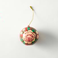 Papier Mache Red & Pink Flower Bauble