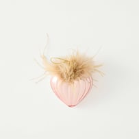 Pink Heart Glass Fluffy Decoration
