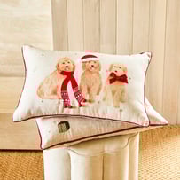 Festive Cavoodles Linen Cushion