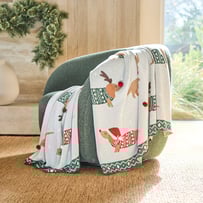 Festive Dashing Dachshunds Knitted Throw