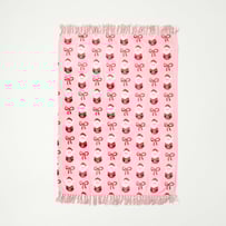 Aspen Festive Santa Pink Fleece Tassel Throw