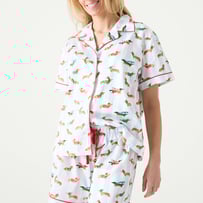 Women's Christmas Dachshund Blue Short Pyjama Set