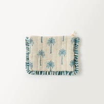 Woodblock Blue Spring Palm Glam Bag