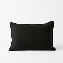 Belgian Black Vintage Washed Linen Long Cushion