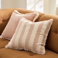 Bernie Cork & Natural Stripe Velvet Cushion