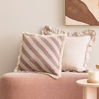 Lillie Natural & Cocoa Diagonal Stripe Cushion